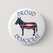 Trotse Democraat Donkey American Flag Symbool Butt Ronde Button 5,7 Cm (Voorkant)