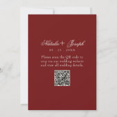 Trotse Diep Rode Oude Geld QR Code Huwelijk Kaart (Achterkant)