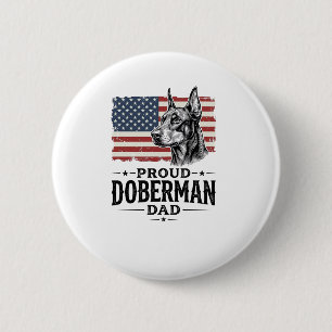 Trotse Dobermann Vader Vintage Vlag Vector Design_ Ronde Button 5,7 Cm