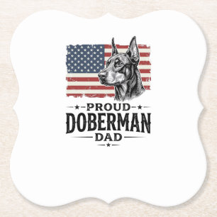 Trotse Dobermann Vader Vintage Vlag Vector Ontwerp Kartonnen Onderzetters