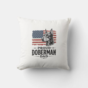 Trotse Dobermann Vader Vintage Vlag Vector Ontwerp Kussen