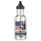 Trotse Dobermann-vader Vintage Vlag Vectorontwerp_ Waterfles (Links)