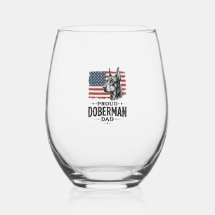 Trotse Dobermann Vader Vintage Vlag Vectorontwerp_ Wijnglas Zonder Voet