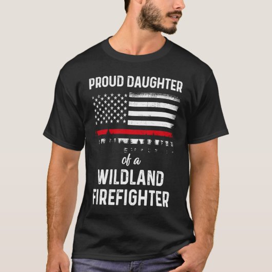Trotse dochter Amerikaanse vlag Wildland brandweer T-shirt (Voorkant)
