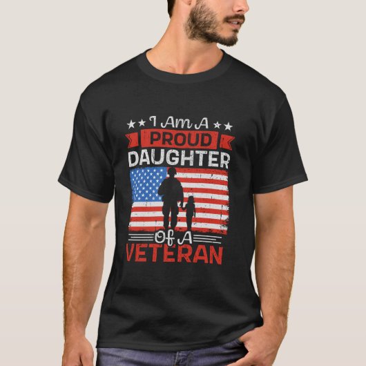 Trotse dochter van een veteraan vader patriottisch t-shirt (Voorkant)