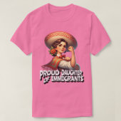 Trotse dochter van immigranten Retro Pink T-shirt (Design voorkant)