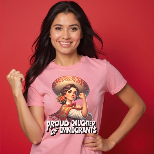 Trotse dochter van immigranten Retro Pink T-shirt