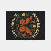 Trotse dochter van immigranten vlinderbloemen fleece deken (Voorkant (Horizontaal))