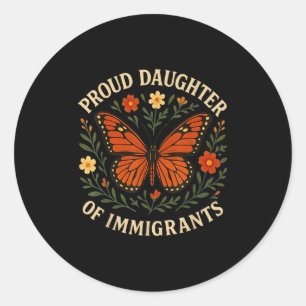 Trotse dochter van immigranten vlinderbloemen ronde sticker