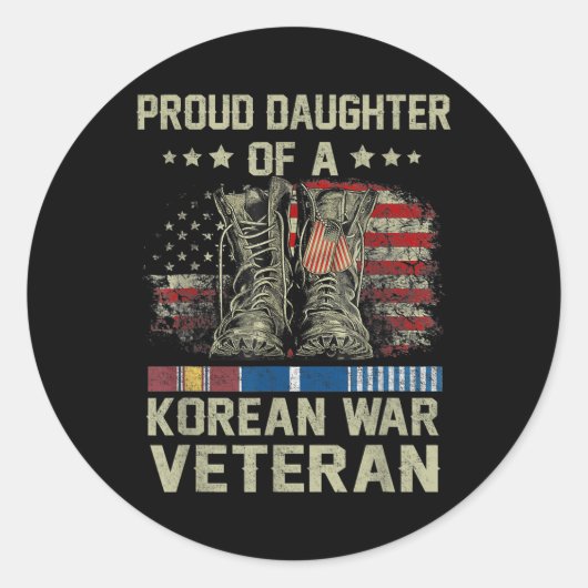 Trotse dochter van Koreaanse oorlogsveteraan Ameri Ronde Sticker (Voorkant)