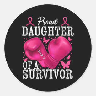 Trotse dochter van overlevende borstkanker Boxing Ronde Sticker