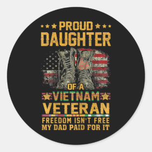 Trotse dochter van Vietnam veteraan patriottische  Ronde Sticker