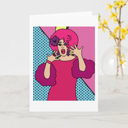 Trotse Drag Queen geïnspireerd Kaart (Gele Bloem)