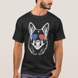 Trotse Duitse herder Amerikaanse vlag zonnebril T-shirt