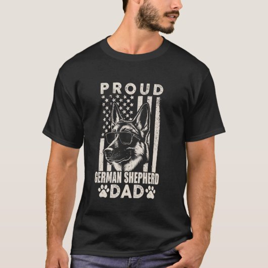 Trotse Duitse herdershond vader Amerikaanse vlag h T-shirt (Voorkant)