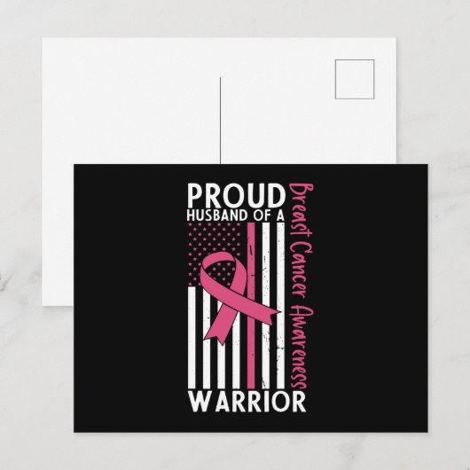 Trotse echtgenoot van een vrouw van een borstkanke briefkaart (Voorkant / Achterkant)