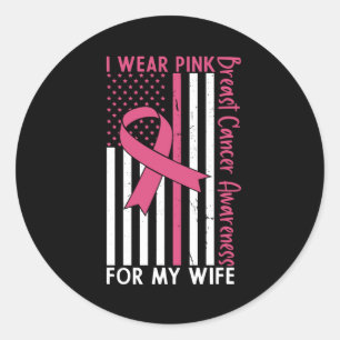 Trotse echtgenoot van een vrouw van een borstkanke ronde sticker