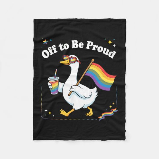 Trotse Eend Op Parade Regenboogdrank Fleece Deken (Voorkant)