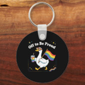 Trotse Eend Op Parade Regenboogdrank Sleutelhanger (Voorkant)