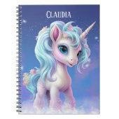 Trotse eenhoorn blauwe lucht, wolken en sterren &  notitieboek (Voorkant)