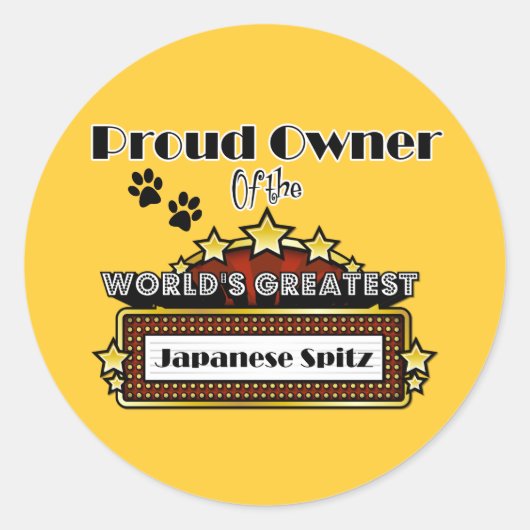 Trotse eigenaar 's werelds grootste Japanse Spitz Ronde Sticker (Voorkant)