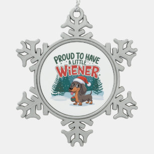 Trotse Eigenaar Van Een Klein Saus Worstje Tin Sneeuwvlok Ornament