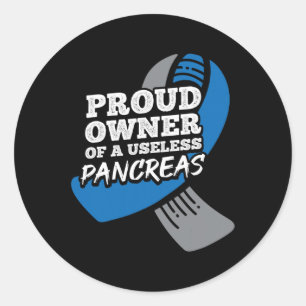 Trotse eigenaar van nutteloze pancreas diabetes ronde sticker