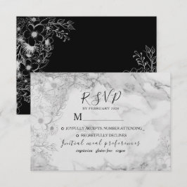 Trotse Elegante Zwarte en Witte Trouwdag RSVP Kaartje