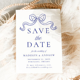 Trotse Elegantie Antieke Blauwe Strik Trouwdag Save The Date