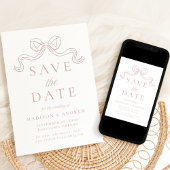 Trotse Elegantie Stof Roze Strik Bruiloft Save The Date