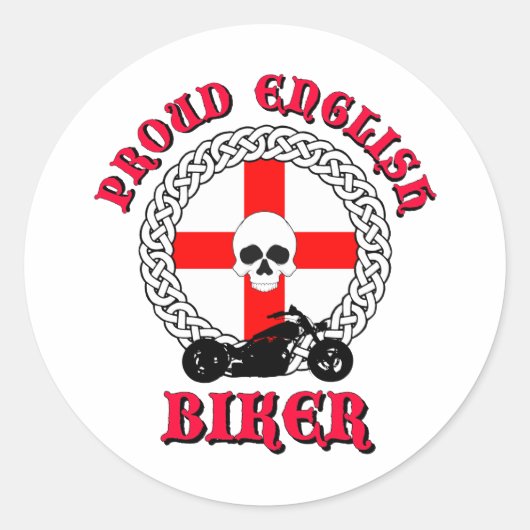 Trotse Engelse Biker Ronde Sticker (Voorkant)