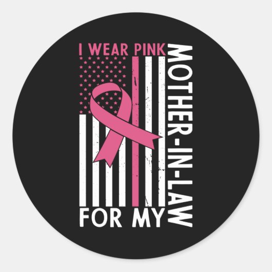 Trotse familie borstkanker krijger schoonmoeder ronde sticker (Voorkant)