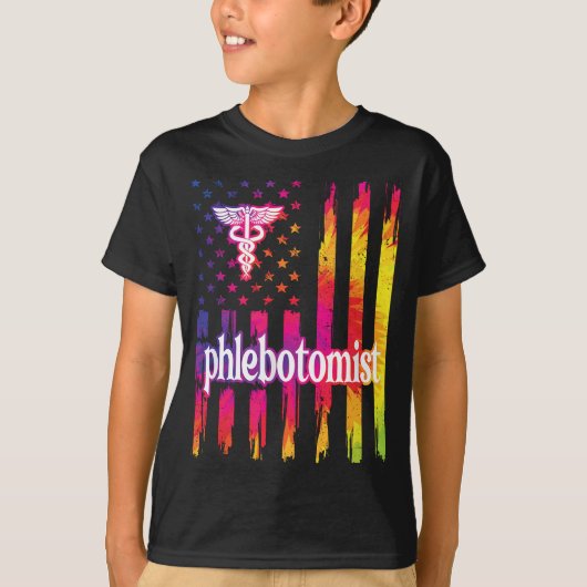 Trotse flebotomist US Flag flebotomie T-shirt (Voorkant)