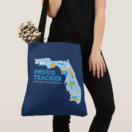Trotse FLVS Docent, Marineblauw Tote Bag (Dichtbij)