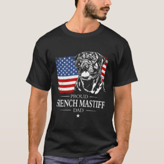 Trotse Franse Mastiff Amerikaanse vlag Patriottisc T-shirt