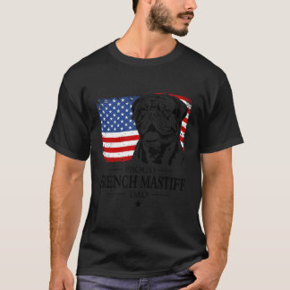 Trotse Franse Mastiff Papa Amerikaanse vlag hond T-shirt