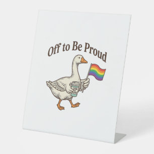 Trotse Gans Pride Parade Vintage Shirt Ontwerp_1 Reclamebord Met Voetstuk