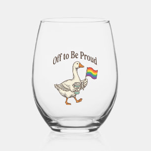 Trotse Gans Pride Parade Vintage Shirt Ontwerp_1 Wijnglas Zonder Voet