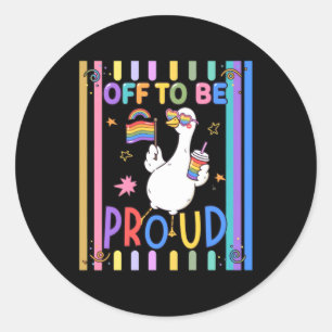 Trotse Gans Regenboogvlag Pret Feest Ronde Sticker