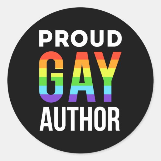 Trotse Gay Auteur Pride LGBTQ Ronde Sticker (Voorkant)