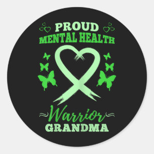 Trotse geestelijke gezondheid krijger oma geesteli ronde sticker
