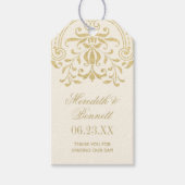 Trotse Glamour Ivoor Gouden Monogram Bruiloft Cadeaulabel (Voorkant)