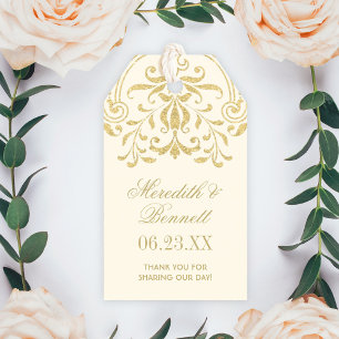 Trotse Glamour Ivoor Gouden Monogram Bruiloft Cadeaulabel