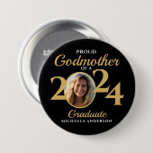 Trotse Godmother van een 2024 Afstuderen Foto & Na Ronde Button 7,6 Cm (Voorkant /achterkant)