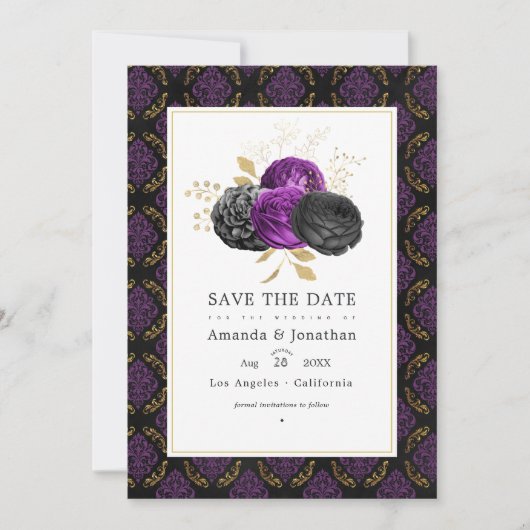 Trotse Gotische Bloemige Trouwfoto Save The Date (Voorkant)