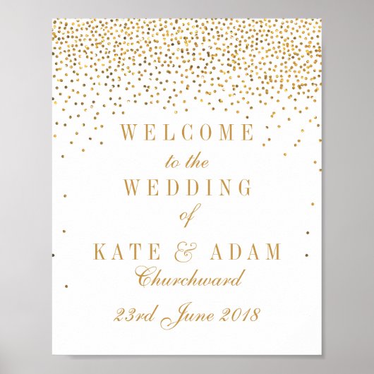 Trotse Goud Confetti Trouw Welkom Bord Poster (Voorkant)