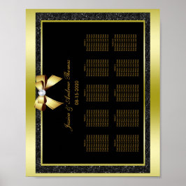 Trotse Gouden Boog & Zwarte Glitter Bruiloft Poster