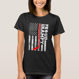 Trotse Grampy American Distressed Flag Funny Hocke T-shirt