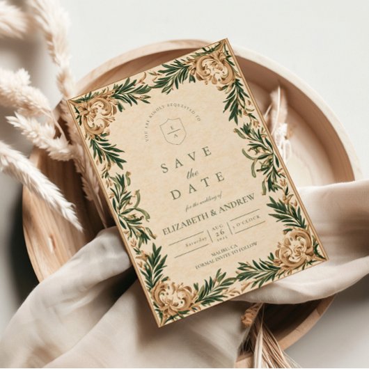 Trotse Groene Botanische Bruiloft Save The Date
