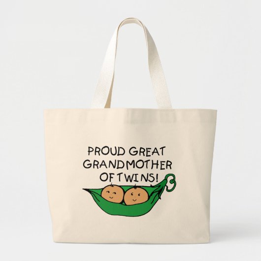 trotse Grootmoeder Twin Pod Grote Tote Bag (Voorkant)